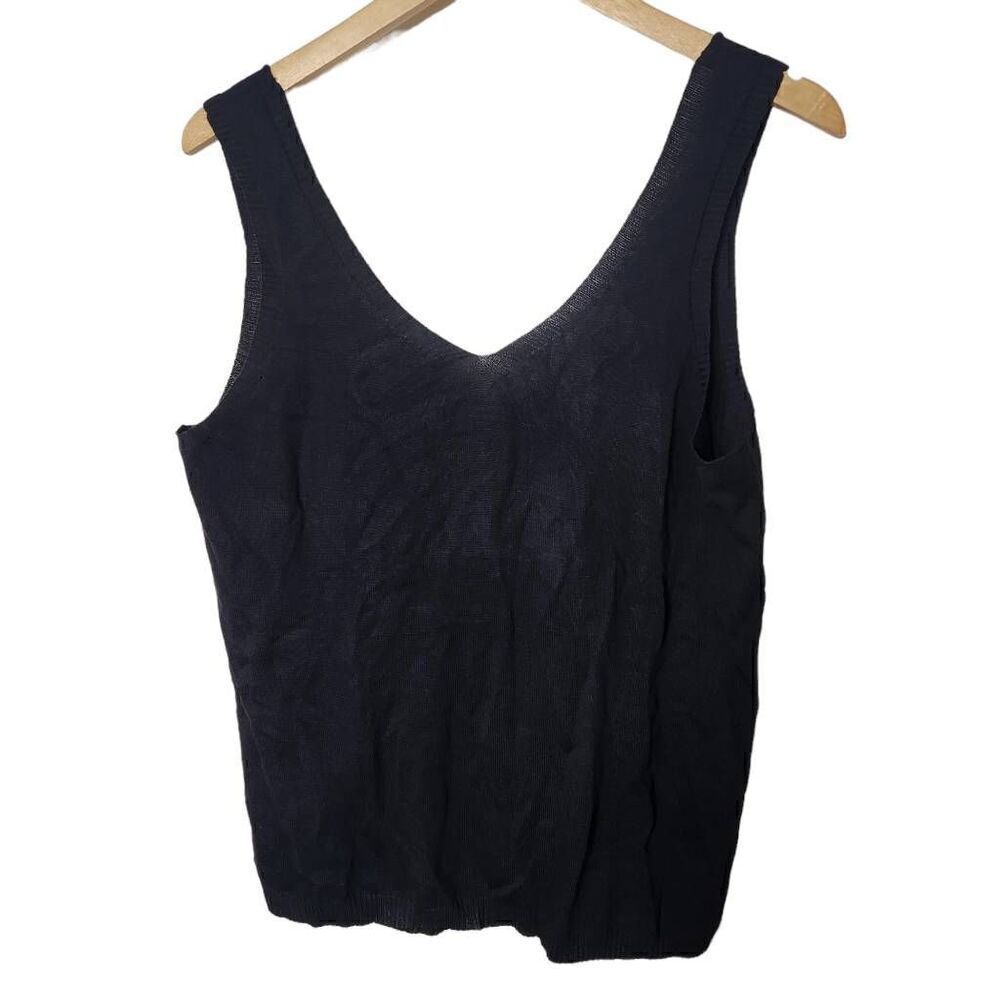 Ekouaer Black Knit 2 Piece Set V-Neck Tank Top and Shorts Lounge Set Size Large